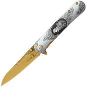 Elk Ridge A2007WF Wildlife Framelock Knife Assist Open Wolf Handles