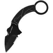 Tac Force FIX111BT Black Stonewash Part Serrated Fixed Blade Knife Black/Gray G10 Handles
