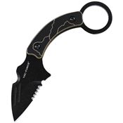 Tac Force FIX111GN Black Part Serrated Fixed Blade Knife Black/Tan G10 Handles