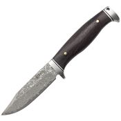 Elk Ridge FIX117DM Damascus Fixed Blade Knife Brown Wood Handles