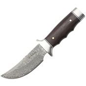 Elk Ridge FIX116DM Damascus Upswept Fixed Blade Knife Brown Wood Handles