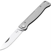 Boker Plus 01BO856 Atlas Satin Drop Point Slip Joint Knife Stonewashed Stainless Handles