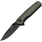 Boker Magnum M01SC006 Field Flipper Black Linerlock Knife Green Micarta Handles