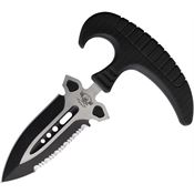 Skallywag Tactical 17044 Shark Tooth Two-Tone Part Serrated Push Dagger Black Handles