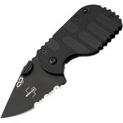 Boker Plus 01BO526 Subcom 2.0 Black Part Serrated D2 Carbon Steel Framelock Knife Black G10 Handles