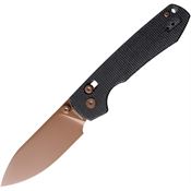 Vosteed 0539 Raccoon Copper Drop Point Crossbar Lock Knife Black Micarta Handles