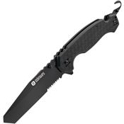 Donges M01DG006 Tatical Black Part Serrated D2 Carbon Steel Linerlock Knife Orange G10 Handles