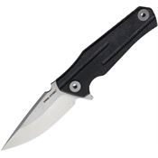Real Steel 7221 Element Stonewash Framelock Knife Black Micarta Handles