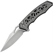 Civivi 240392 Anaaki Satin Clip Point Button Lock Knife Gray Handles