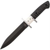 Bear & Son 495DP Subhilt Fighter Black D2 Carbon Steel Drop Point Fixed Blade Knife White Bone/Black G10 Handles