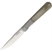 Real Steel 7891 Barlow RB-7 Satin Framelock Knife Green Micarta Handles