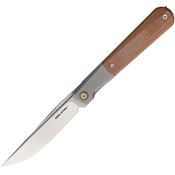 Real Steel 7892 Barlow RB-7 Satin Framelock Knife Brown Micarta Handles