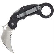 High Desert Blades TJEDCBKB Tatani Journeyman Satin Part Serrated D2 Carbon Steel Karambit Lockback Knife Black G10 Handles