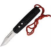 Colonial 106 Auto Ranger Satin Part Serrated Tanto Button Lock Knife Black Handles
