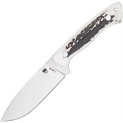 Cobratec TWMSTG45 Large Twin Mountain Satin Drop Point Fixed Blade Knife Stag Handles