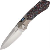 Remette RTPTA RTPT Spear Point Framelock Knife Gray, Red, White & Blue Handles