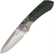 Remette RTPTC RTPT Spear Point Framelock Knife Gray/Green Carbon Fiber Handles