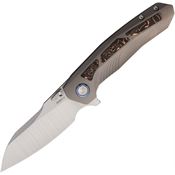 Remette RTPOC Kestrel Satin Framelock Knife Gray/Copper Foil Handles