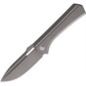 Vanguard 017 Continuum Stonewash Drop Point Framelock Knife Gray Handles