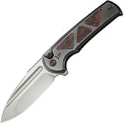 We 240273 Sylox Gray Polished Drop Point Button Lock Knife Gray/Lava Flow Carbon Fiber Handles