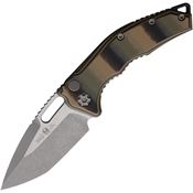 Heretic 0115AG10CAMO Auto Medusa Battleworn MagnaCut Tanto Button Lock Knife Camo G10 Handles