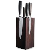 Boker 130447SET Messer-Set and Block Damascus 6 Piece Kitchen Cutlery Block Set Brown Wood Handles