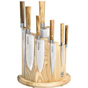 Boker 130445SET Damascus 8 Piece Kitchen Cutlery Block Set Olive Wood Handles