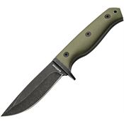 Boker Magnum M02SC339 Bushcraft Black Stonewash Drop Point Fixed Blade Knife Green G10 Handles