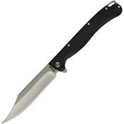 Daggerr TPFBKSW Toothpick Stonewash Clip Point Knife Linerlock Knife Black ABS Handles