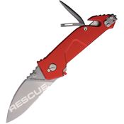 Extrema Ratio 0164SWRED T911 Stonewash Part Serrated Linerlock Knife Red Handles