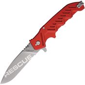 Extrema Ratio 0179SWRED Glauca G1 Stonewash Part Serrated Drop Point Linerlock Knife Red Handles