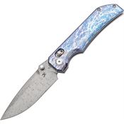 Kansept 1095V1 Eaglestrike Damascus Spear Point Crossbar Lock Knife Lightning Strike Handles