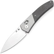 Kansept 1101V1 Dako Stonewash Drop Point Crossbar Lock Knife Shredded Carbon Fiber Handles