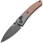 Kansept 1101V6 Dako Black Stonewash Drop Point Crossbar Lock Knife Brn Mic Handles