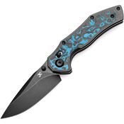 Kansept 2107V2 Apollo Black Stonewash Drop Point Crossbar Lock Knife Black Stonewash/Arctic Storm Carbon Fiber Handles