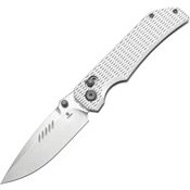 Tenable 1095V4 Eaglestrike Stonewash Spear Point Crossbar Lock Knife Silver Handles