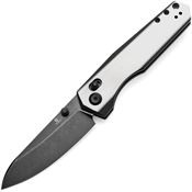 Tenable 1105V2 Beaver Black Stonewash Drop Point Crossbar Lock Knife Black/White G10 Handles