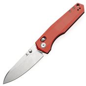 Tenable 1105V3 Beaver Stonewash Drop Point Crossbar Lock Knife Red G10 Handles
