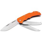 Boker Magnum M01RY804 HL Triplw Satin Drop Point Lockback Knife Orange TPR Handles