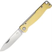 Boker Plus P01BO853 Antliae Satin Linerlock Knife Brass Handles