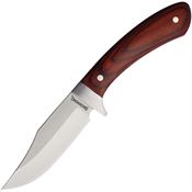 Browning 0575B Satin Clip Point Fixed Blade Knife Brown Wood Handles