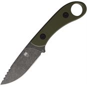 Cobratec D2ODGG2 Skinner Black Stonewash D2 Carbon Steel Fixed Blade Knife OD Green G10 Handles