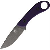 Cobratec D2PRPG2 Skinner Black Stonewash D2 Carbon Steel Fixed Blade Knife Purple G10 Handles