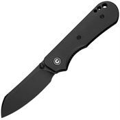 Civivi 240553 Crabby Black Stonewash Sheepsfoot Linerlock Knife Black Micatra Handles