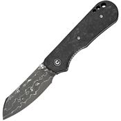 Civivi 24055DS1 Crabby Damascus Sheepsfoot Linerlock Knife Shredded Carbon Fiber Handles