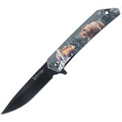 Elk Ridge A2001BR Wildlife Linerlock Knife Assist Open Bear Handles