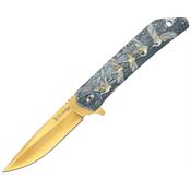 Elk Ridge A2001SWG Wildlife Linerlock Knife Assist Open Swan Handles