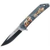 Elk Ridge A2001WF Wildlife Linerlock Knife Assist Open Wolf Handles