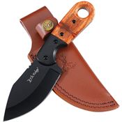 Elk Ridge FIX113BK Black Fixed Blade Knife Brown Wood Handles