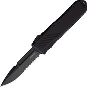 Guardian Tactical 93112 Auto Recon 035 Black Part Serrated MagnaCut Spear Point OTF Knife Black Handles